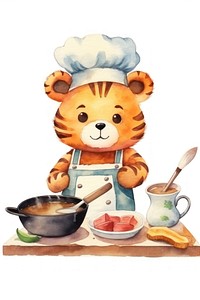 Characters tiger cooking cartoon spoon cute. 