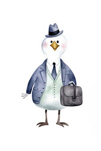 Goose wearing suit cartoon animal bird. 