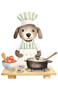Dog cooking cartoon cute food. AI generated Image by rawpixel.