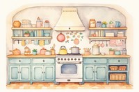 Kitchen furniture cartoon architecture. 