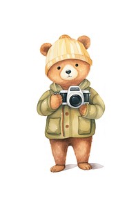 Bear holding camera cartoon cute toy. AI generated Image by rawpixel.