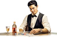 Adult man white background refreshment. AI generated Image by rawpixel.