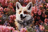Dog flower wildlife portrait. AI generated Image by rawpixel.