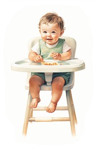 Baby eating chair furniture sitting. 