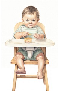 Baby eating chair furniture portrait. 