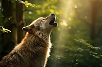 Wolf howling outdoors mammal animal. 