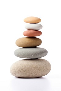 Zen rocks balance pebble white background. 