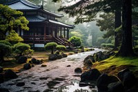 Asian country house architecture building outdoors. AI generated Image by rawpixel.