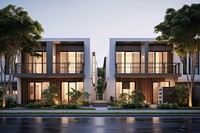 Small contemporary townhouse architecture building suburb. AI generated Image by rawpixel.