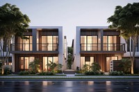 Small contemporary townhouse architecture building suburb. 