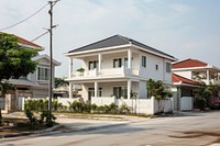 Asian suburb house newly built architecture building vehicle. AI generated Image by rawpixel.