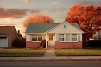 American suburb house architecture building outdoors. 