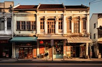 Asian shophouse architecture building window.