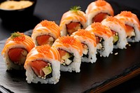 Delicious sushi rolls food rice meal. 