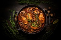 French Coq Au Vin Chicken meat food meal. 