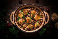 French Coq Au Vin Chicken table food meat. AI generated Image by rawpixel.