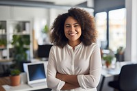 Happy chubby woman standing portrait smiling. AI generated Image by rawpixel.