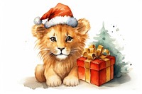 A lion christmas mammal animal. AI generated Image by rawpixel.