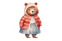 Female bear toy white background representation. 