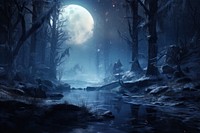 Snow forest night astronomy outdoors. AI generated Image by rawpixel.