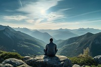 Mountain sitting wilderness landscape. 