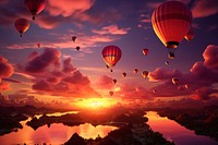 Balloons landscape aircraft outdoors. AI generated Image by rawpixel.