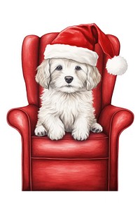 Dog wear christmas hat chair furniture armchair. AI generated Image by rawpixel.