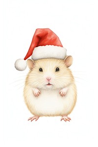 Hamster wearing a christmas hat rat mammal rodent. AI generated Image by rawpixel.