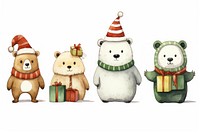 Animal chrismas party snowman cartoon winter. 