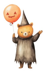 Bear holding halloween pumpkin balloon cartoon mammal animal. 