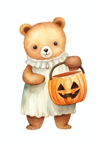 Bear holding halloween pumpkin basket cartoon cute toy. 