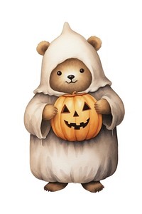 Bear hugging halloween pumpkin cartoon mammal animal. 