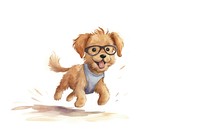 A dog wearing glasses animal portrait drawing. AI generated Image by rawpixel.