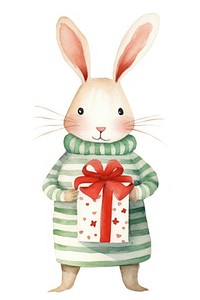 Rabbit holding christmas present cartoon mammal animal. 