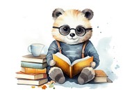 A panda reading books publication cute toy. AI generated Image by rawpixel.