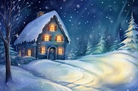 Christmas night winter architecture building outdoors. AI generated Image by rawpixel.