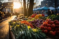 Farmers market architecture arrangement illuminated. 