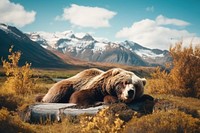 Landscape bear wildlife outdoors. AI generated Image by rawpixel.