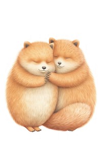 Couple fox hugging mammal animal rodent. 