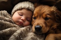 Baby dog sleeping portrait. 