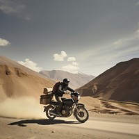 Motorcycle mountain outdoors vacation. AI generated Image by rawpixel.