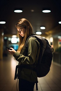 Tourist backpack portrait female. AI generated Image by rawpixel.