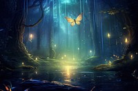 Night outdoors fantasy firefly. AI generated Image by rawpixel.