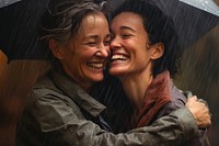 Portrait embracing laughing smiling. AI generated Image by rawpixel.