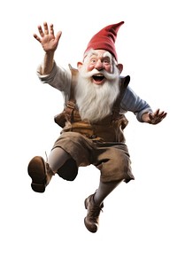 Jumping gnome photography costume white background. AI generated Image by rawpixel.
