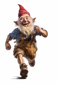 Running gnome photography adult white background. AI generated Image by rawpixel.