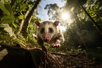 Running opossum wildlife outdoors animal. AI generated Image by rawpixel.