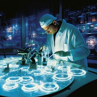 Scientist nanomaterial nanotec nanotechnology conducting research laboratory scientist science. AI generated Image by rawpixel.
