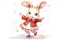 A cute rabbit wearing christmas costume dancing figurine animal representation. AI generated Image by rawpixel.