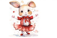 A cute rabbit wearing christmas costume dancing animal rat toy. AI generated Image by rawpixel.